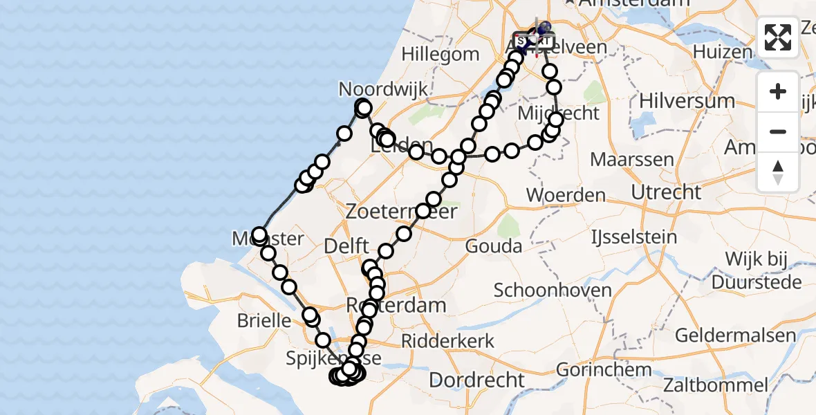 Routekaart van de vlucht: Politiehelikopter naar Amsterdam Vliegveld Schiphol, Amsterdam Vliegveld Schiphol