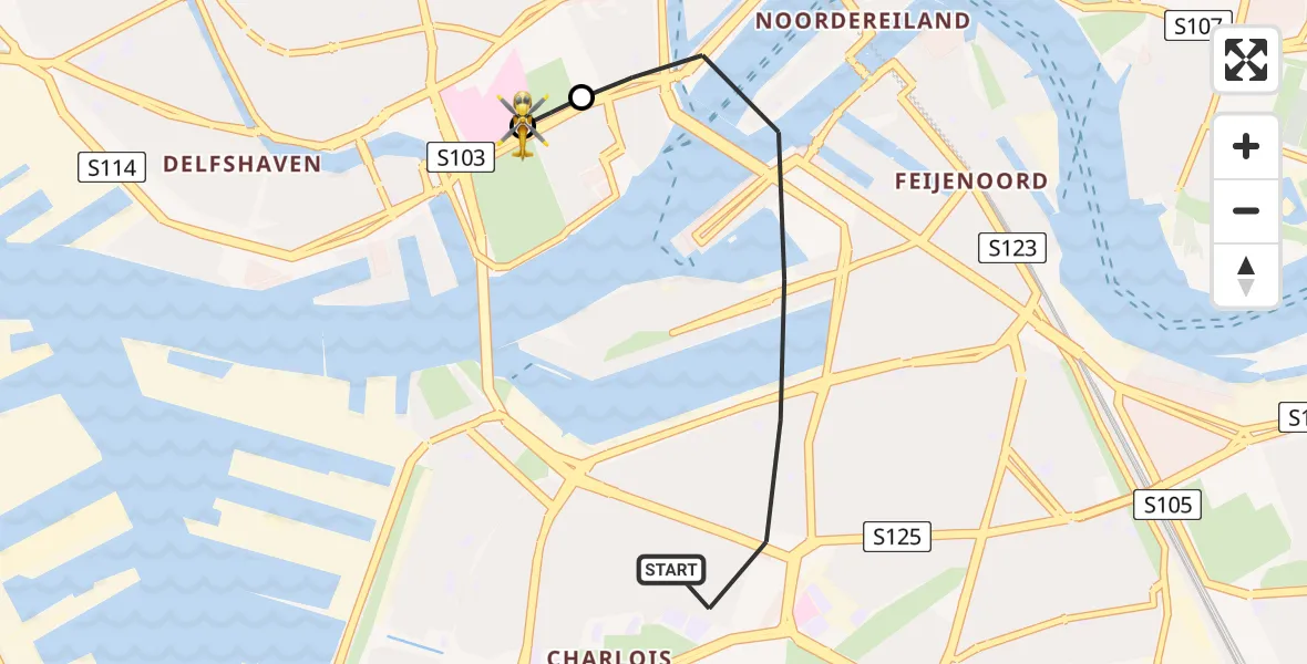 Routekaart van de vlucht: Lifeliner 2 naar Leids Universitair Medisch Centrum (LUMC), Leids Universitair Medisch Centrum (LUMC)