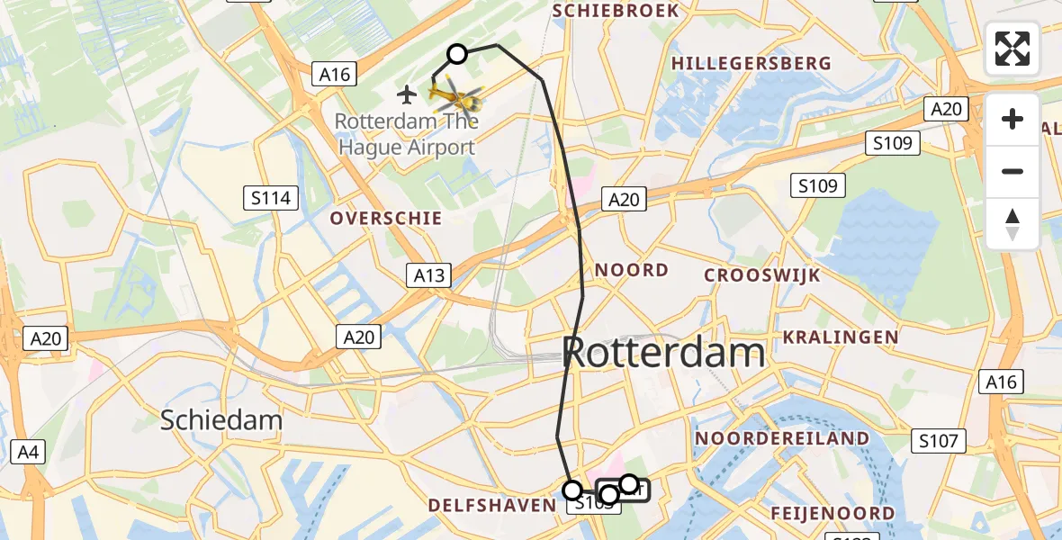 Routekaart van de vlucht: Lifeliner 2 naar Rotterdam The Hague Airport, Rotterdam The Hague Airport