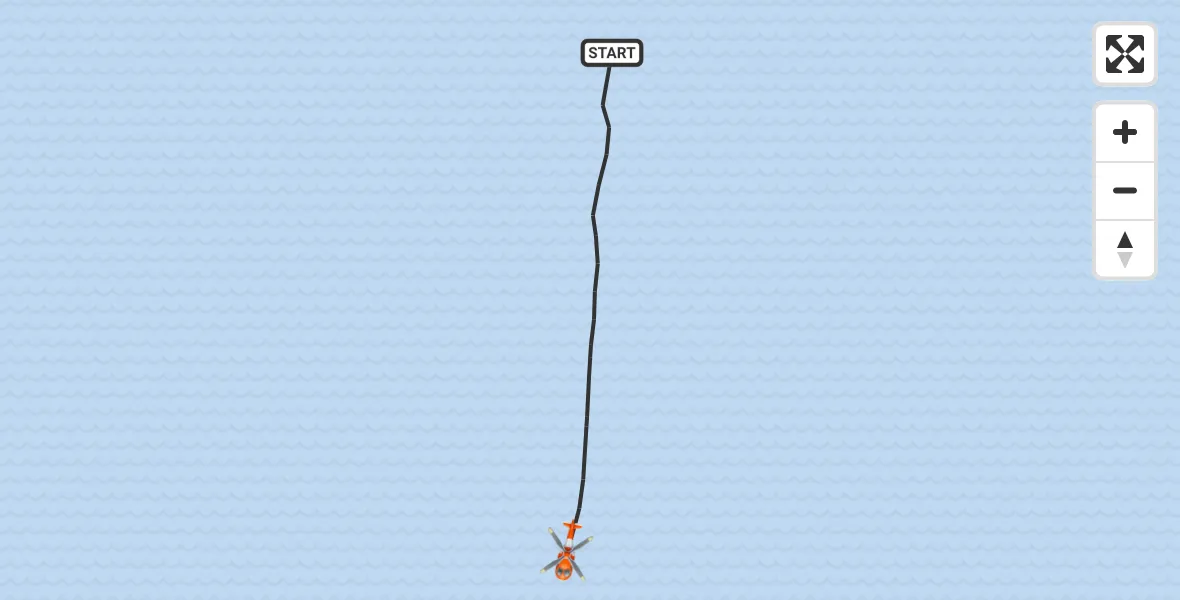 Routekaart van de vlucht: Kustwachthelikopter naar Noordzee, Noordzee