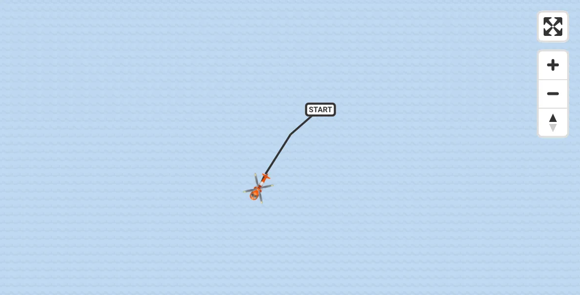 Routekaart van de vlucht:  naar Noordzee, Noordzee