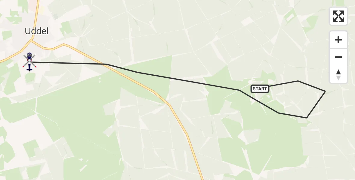 Routekaart van de vlucht: Politiehelikopter naar Uddel, De Zandsteeg