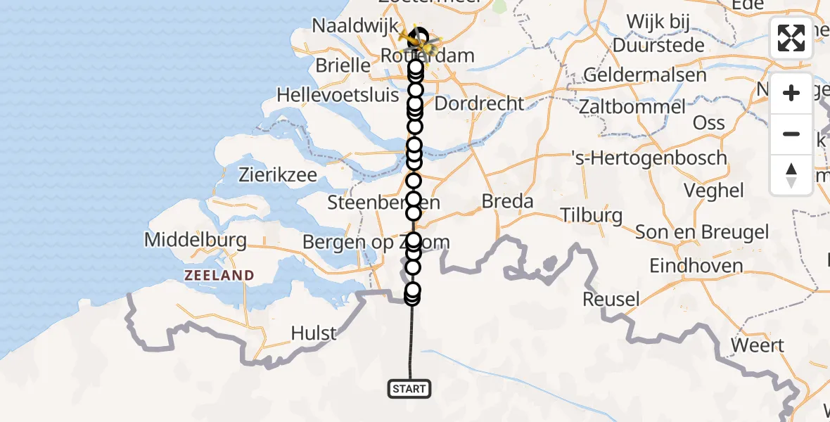 Routekaart van de vlucht: Lifeliner 2 naar Rotterdam The Hague Airport, Rotterdam The Hague Airport