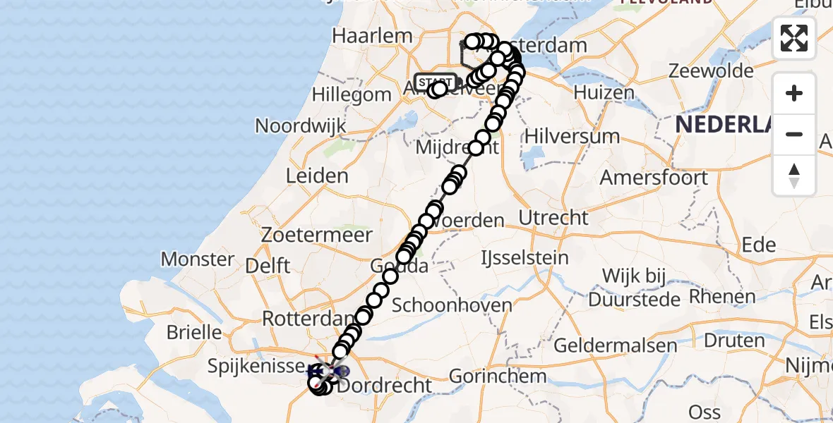 Routekaart van de vlucht: Politiehelikopter naar Barendrecht, Barendrecht