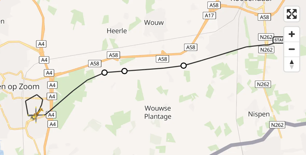 Routekaart van de vlucht: Lifeliner 2 naar Bergen op Zoom, Cornelis Pronkstraat