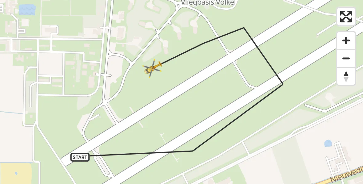 Routekaart van de vlucht: Lifeliner 3 naar Vliegbasis Volkel, Vliegbasis Volkel