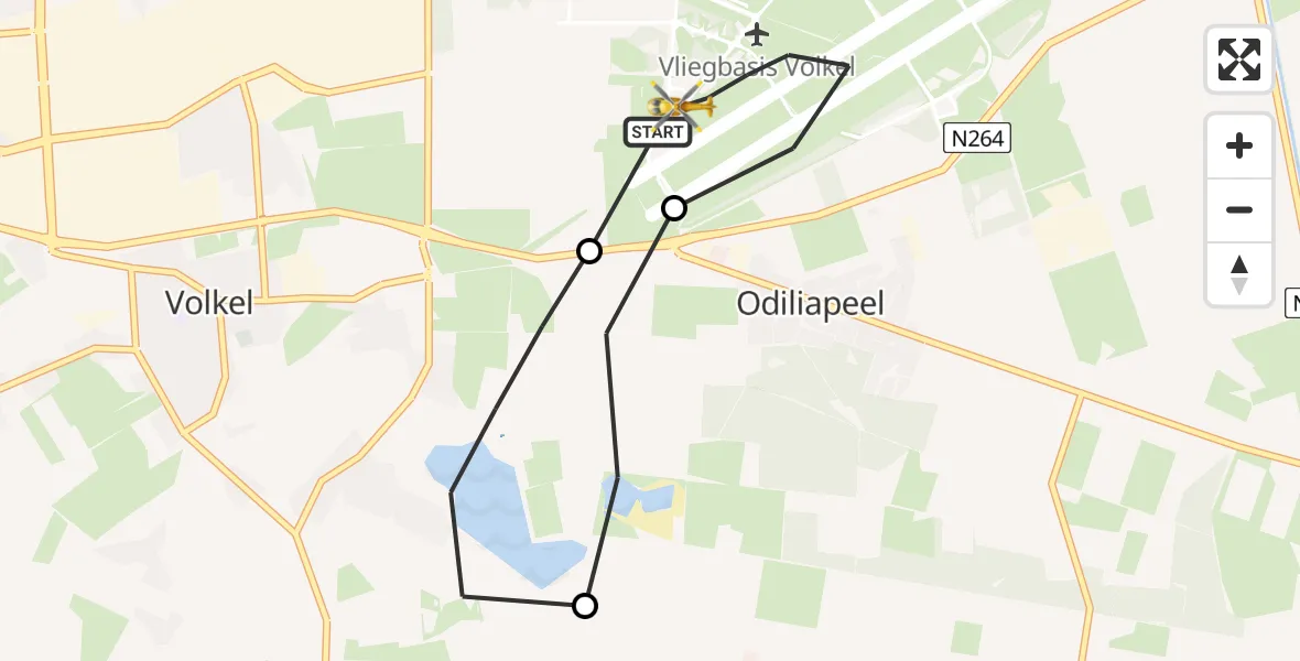 Routekaart van de vlucht: Lifeliner 3 naar Vliegbasis Volkel, Vliegbasis Volkel