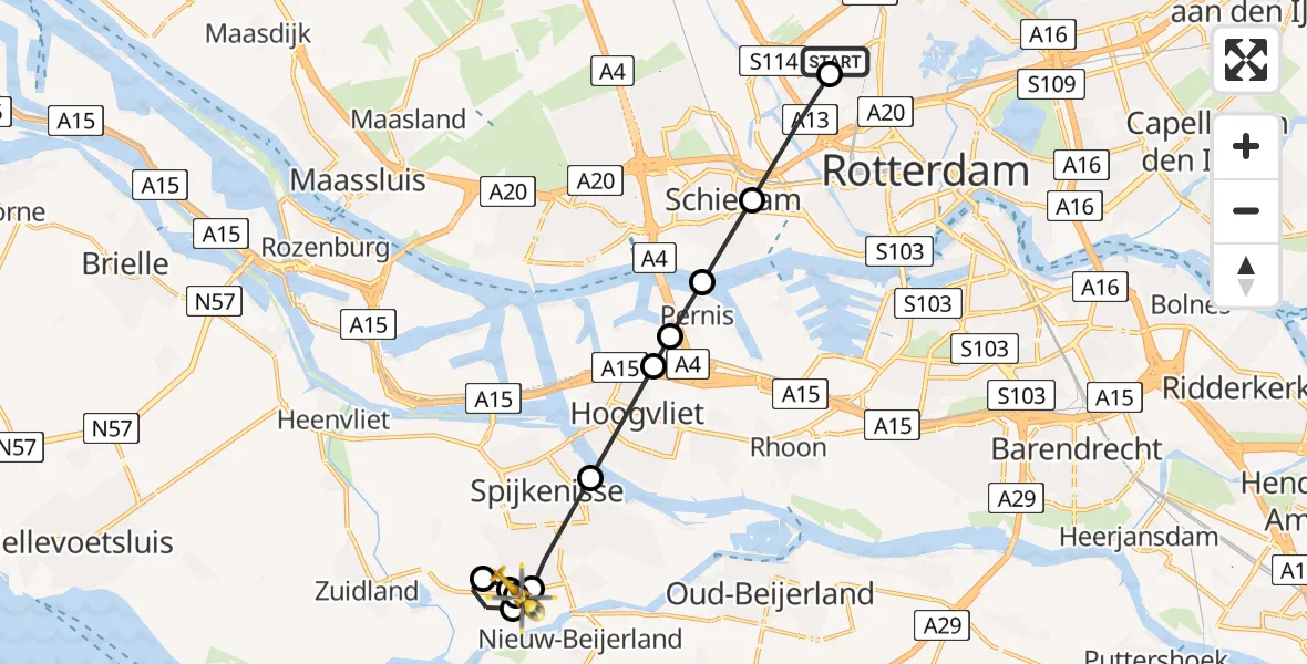 Routekaart van de vlucht: Lifeliner 2 naar Hekelingen, Garsdijk