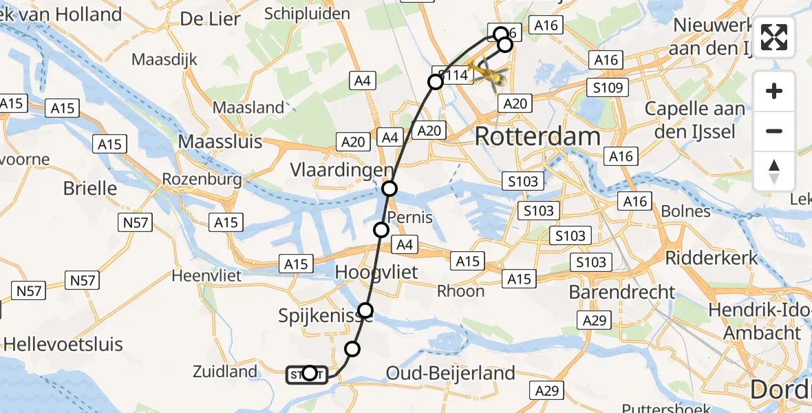 Routekaart van de vlucht: Lifeliner 2 naar Rotterdam The Hague Airport, Rotterdam The Hague Airport