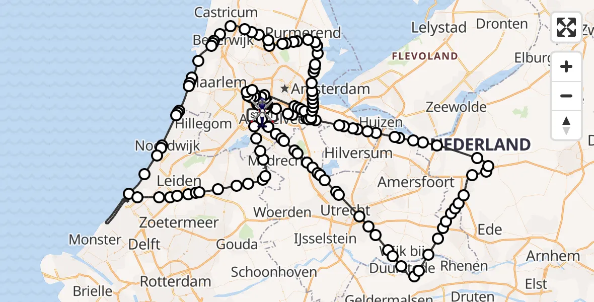 Routekaart van de vlucht: Politiehelikopter naar Amsterdam Vliegveld Schiphol, Amsterdam Vliegveld Schiphol