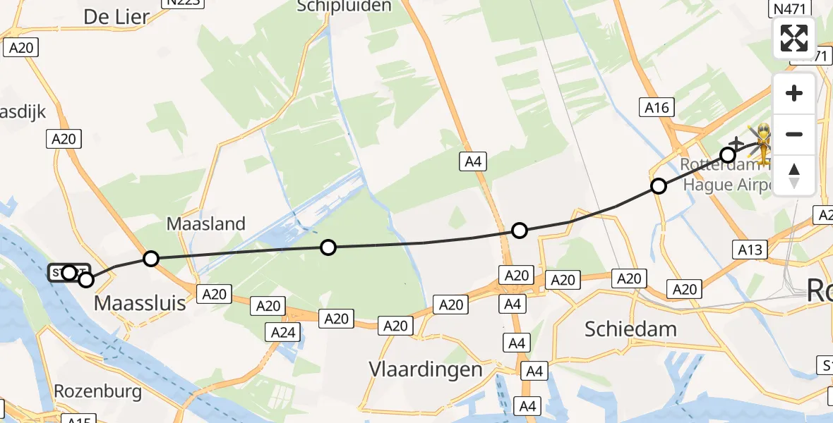 Routekaart van de vlucht: Lifeliner 2 naar Rotterdam The Hague Airport, Rotterdam The Hague Airport