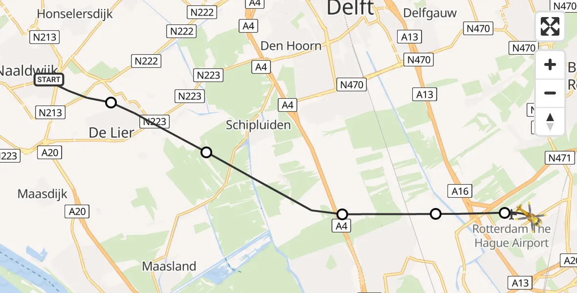 Routekaart van de vlucht: Lifeliner 2 naar Rotterdam The Hague Airport, Rotterdam The Hague Airport