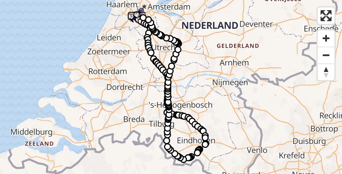 Routekaart van de vlucht: Politiehelikopter naar Amsterdam Vliegveld Schiphol, Amsterdam Vliegveld Schiphol