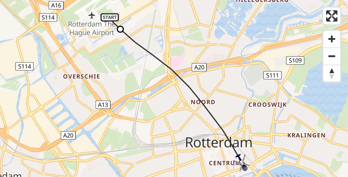 Routekaart van de vlucht: Politiehelikopter naar Rotterdam, Dominee Jan Scharpstraat