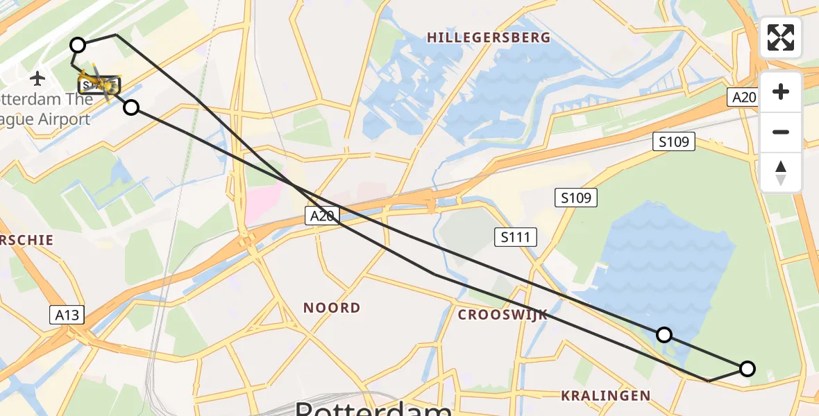 Routekaart van de vlucht: Lifeliner 2 naar Rotterdam The Hague Airport, Rotterdam The Hague Airport