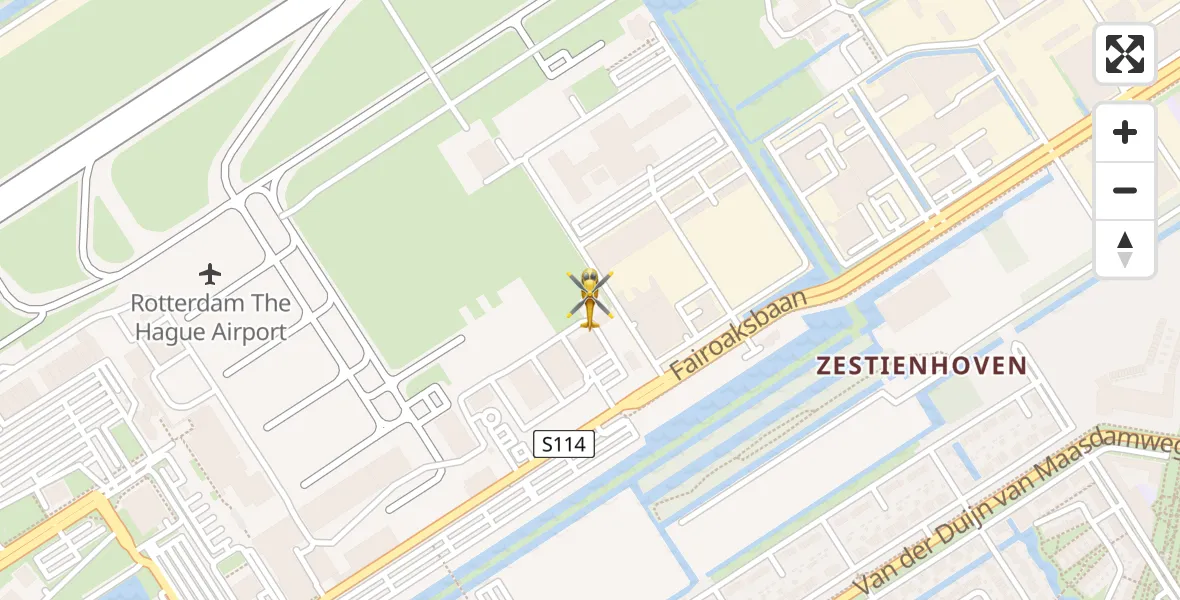 Vluchtroute Traumahelikopter van Rotterdam The Hague Airport naar Rotterdam The Hague Airport