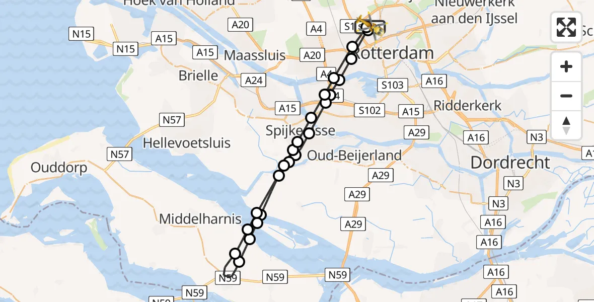 Routekaart van de vlucht: Lifeliner 2 naar Rotterdam The Hague Airport, Rotterdam The Hague Airport