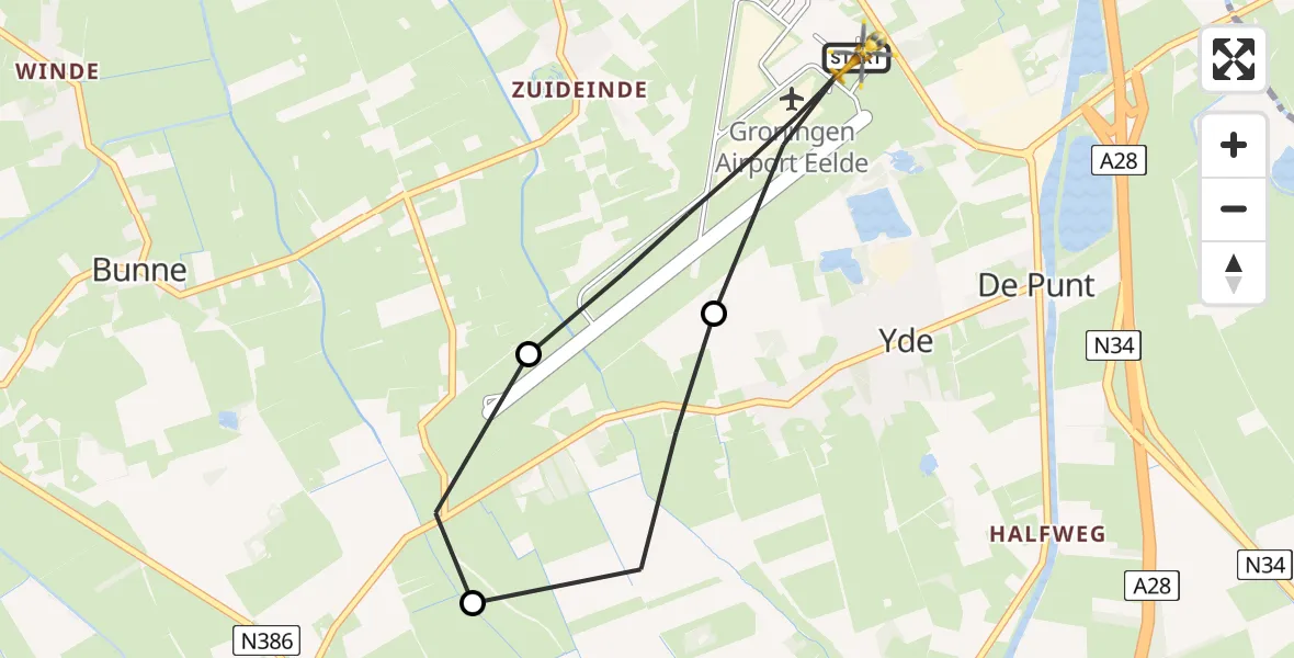 Routekaart van de vlucht: Lifeliner 4 naar Groningen Airport Eelde, Groningen Airport Eelde