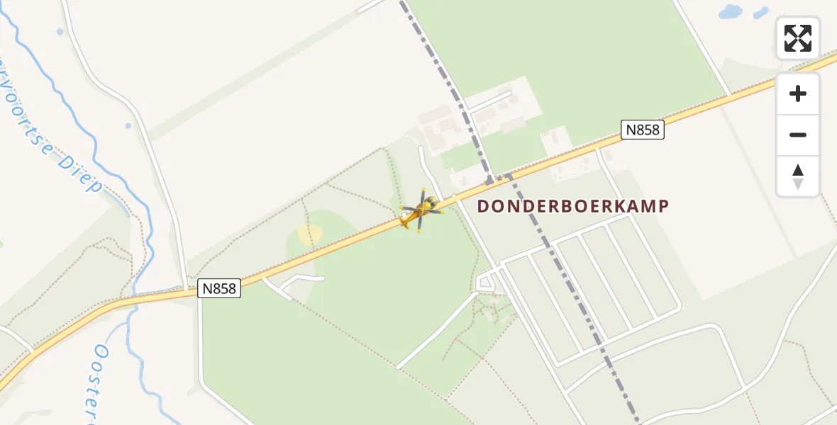 Vluchtroute Traumahelikopter van Norg naar Norg
