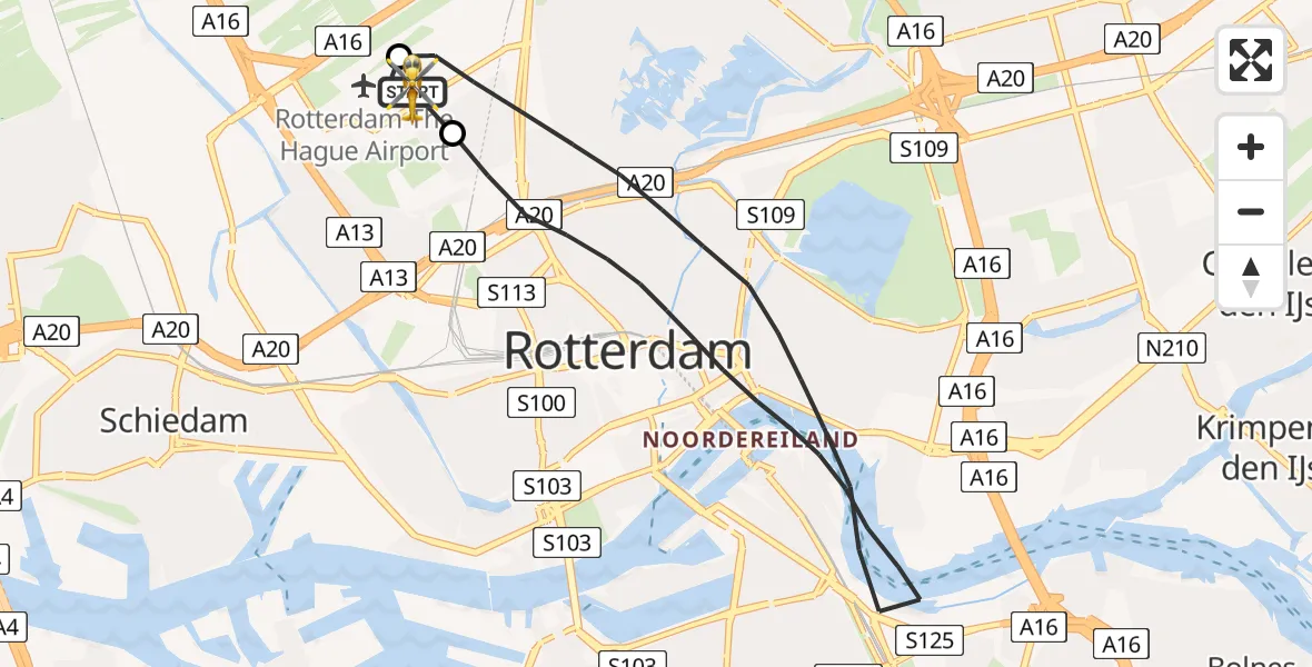 Routekaart van de vlucht: Lifeliner 2 naar Rotterdam The Hague Airport, Rotterdam The Hague Airport