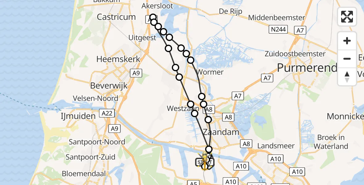 Routekaart van de vlucht: Lifeliner 1 naar Amsterdam Heliport, Amsterdam Heliport