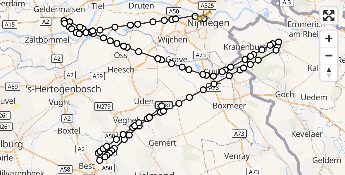 Routekaart van de vlucht: Lifeliner 3 naar Lent, Oosterhoutsedijk
