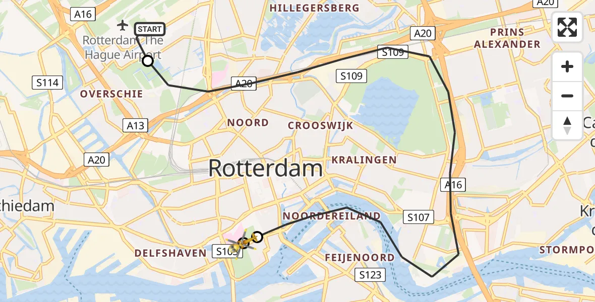 Routekaart van de vlucht: Lifeliner 2 naar Leids Universitair Medisch Centrum (LUMC), Leids Universitair Medisch Centrum (LUMC)