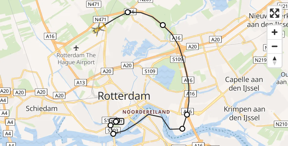 Routekaart van de vlucht: Lifeliner 2 naar Rotterdam The Hague Airport, Rotterdam The Hague Airport