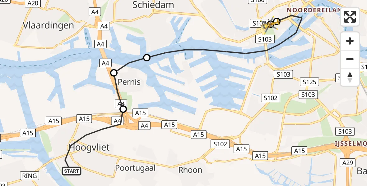 Routekaart van de vlucht: Lifeliner 2 naar Leids Universitair Medisch Centrum (LUMC), Leids Universitair Medisch Centrum (LUMC)