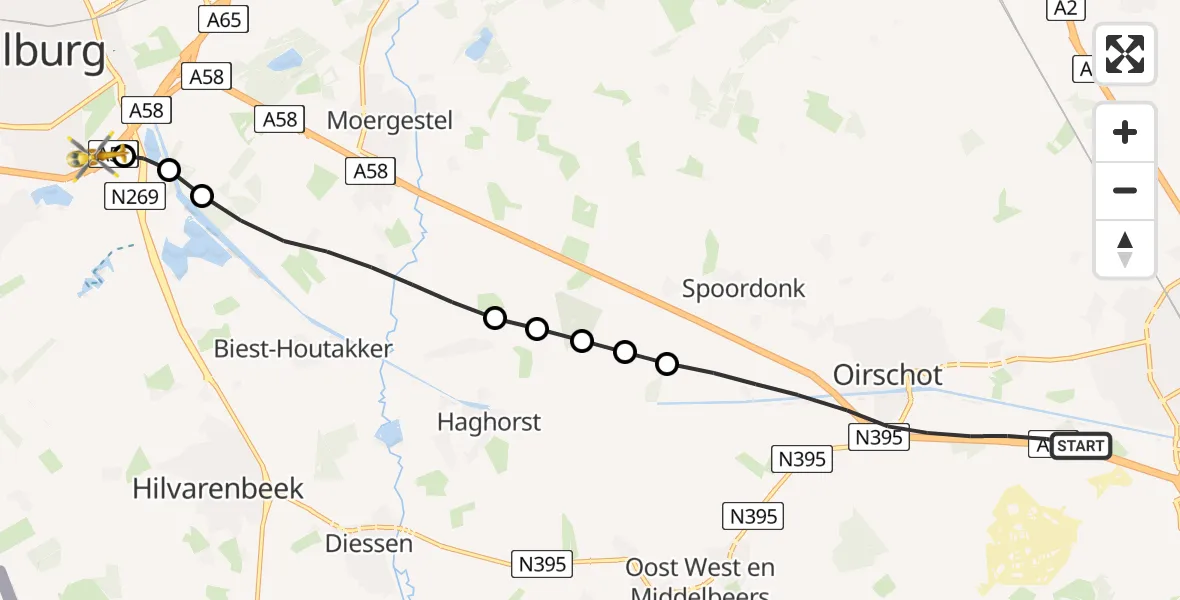 Routekaart van de vlucht: Lifeliner 3 naar St. Elisabeth Hospital Heliport, St. Elisabeth Hospital Heliport