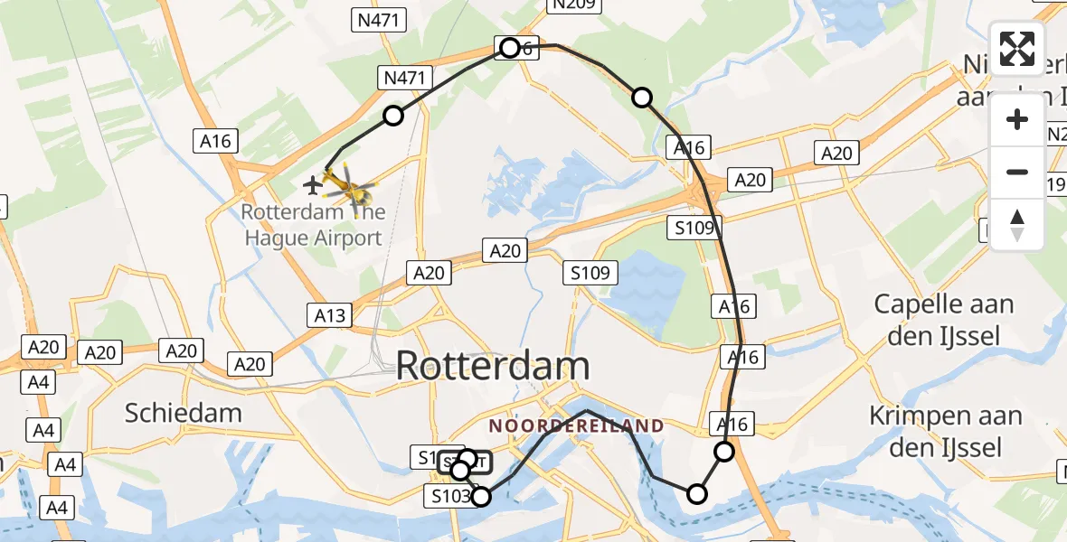 Routekaart van de vlucht: Lifeliner 2 naar Rotterdam The Hague Airport, Rotterdam The Hague Airport