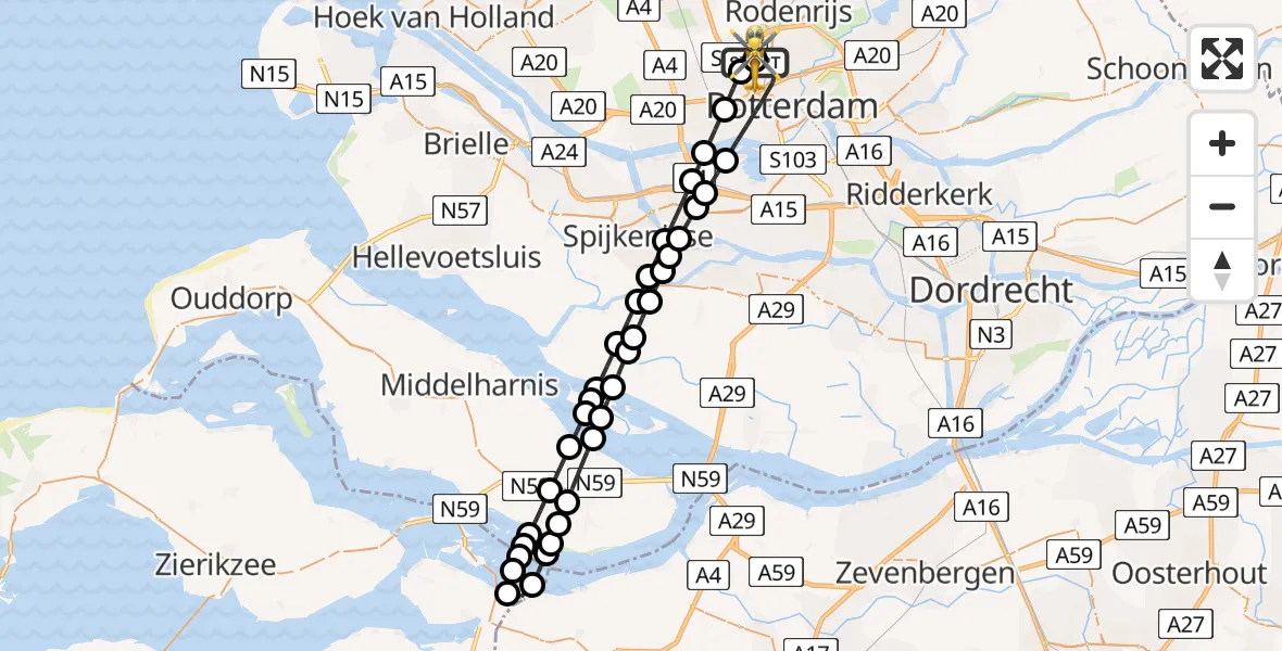 Routekaart van de vlucht: Lifeliner 2 naar Rotterdam The Hague Airport, Rotterdam The Hague Airport