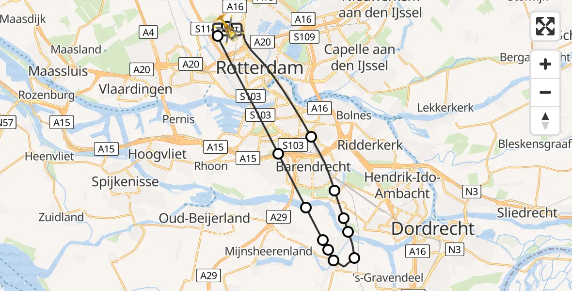 Routekaart van de vlucht: Lifeliner 2 naar Rotterdam The Hague Airport, Rotterdam The Hague Airport