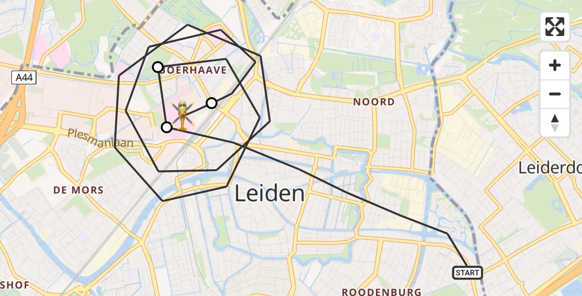 Routekaart van de vlucht: Lifeliner 2 naar Leiden University Medical Center Heliport, Leiden University Medical Center Heliport