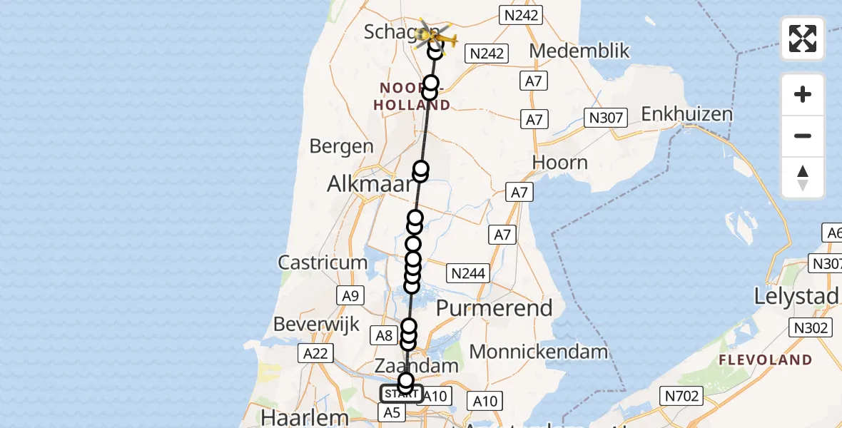 Routekaart van de vlucht: Lifeliner 1 naar Barsingerhorn, 't Hofje
