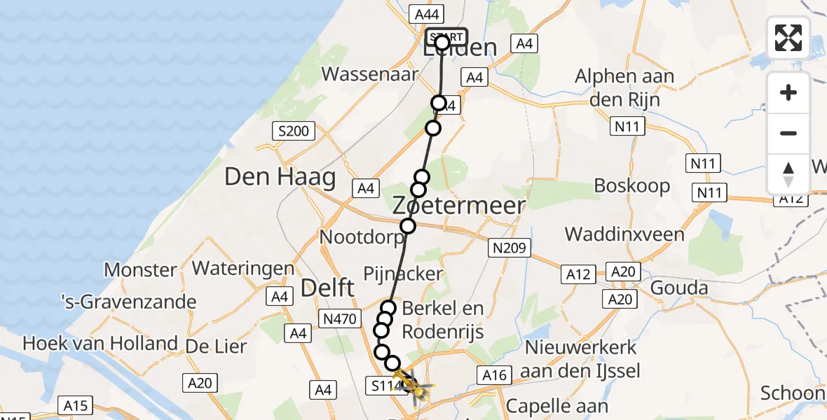 Routekaart van de vlucht: Lifeliner 2 naar Rotterdam The Hague Airport, Rotterdam The Hague Airport