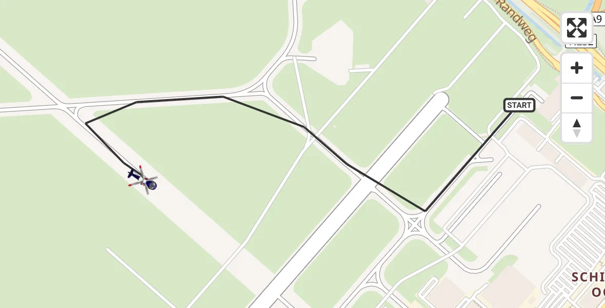 Routekaart van de vlucht: Politiehelikopter naar Amsterdam Vliegveld Schiphol, Amsterdam Vliegveld Schiphol