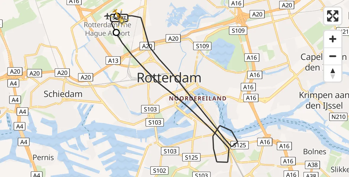 Routekaart van de vlucht: Lifeliner 2 naar Rotterdam The Hague Airport, Rotterdam The Hague Airport
