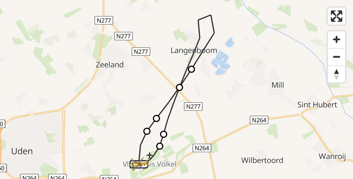 Routekaart van de vlucht: Lifeliner 3 naar Vliegbasis Volkel, Vliegbasis Volkel