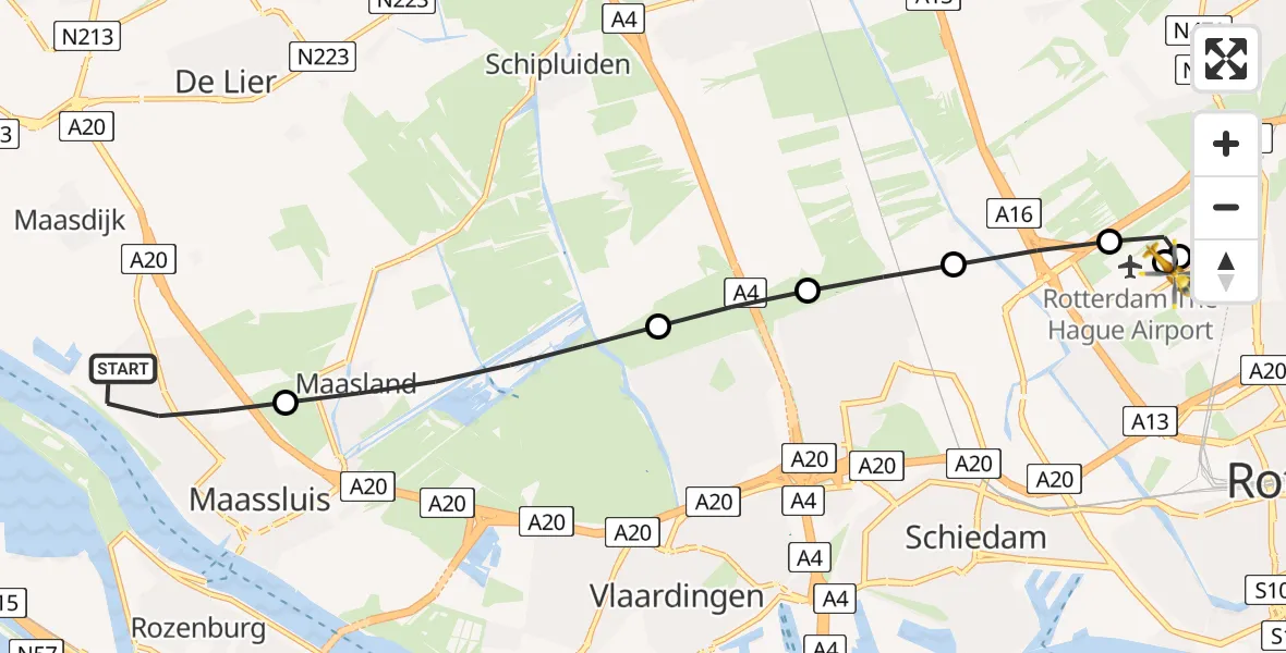Routekaart van de vlucht: Lifeliner 2 naar Rotterdam The Hague Airport, Rotterdam The Hague Airport