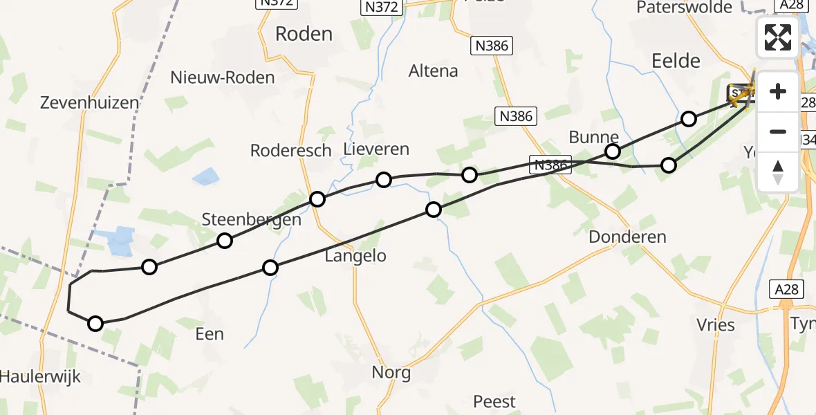 Routekaart van de vlucht: Lifeliner 4 naar Groningen Airport Eelde, Groningen Airport Eelde