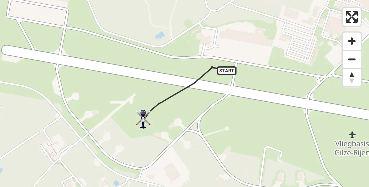 Routekaart van de vlucht: Politiehelikopter naar Vliegbasis Gilze Rijen, Vliegbasis Gilze Rijen