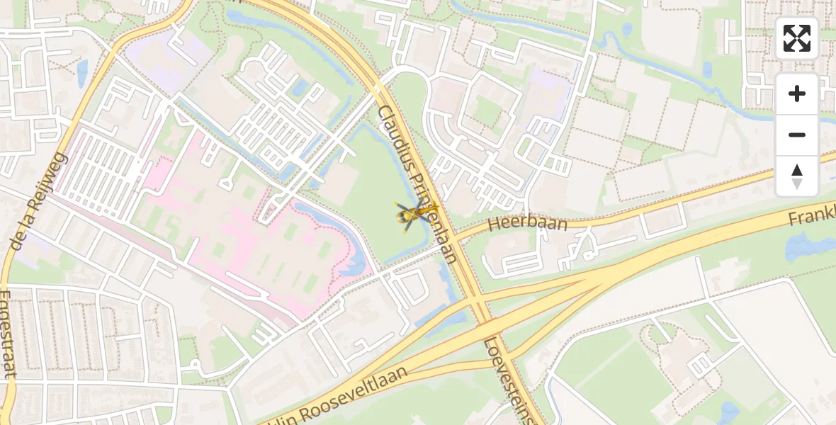 Routekaart van de vlucht: Lifeliner 2 naar Breda, Claudius Prinsenlaan