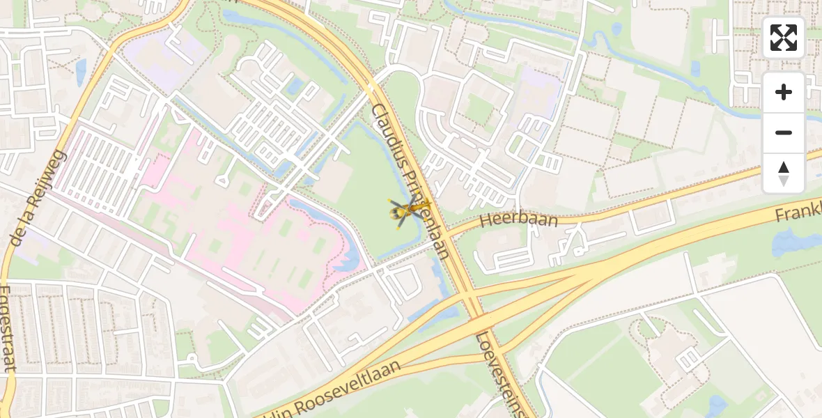 Routekaart van de vlucht: Lifeliner 2 naar Breda, Claudius Prinsenlaan