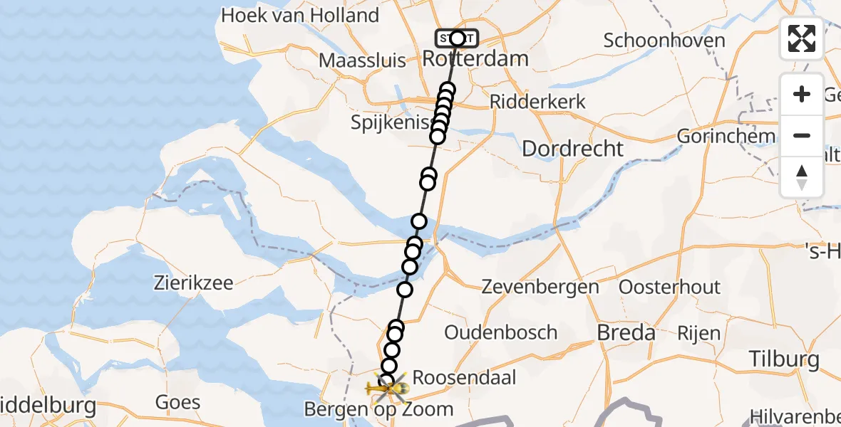 Routekaart van de vlucht: Lifeliner 2 naar Halsteren, Hoofdlaan