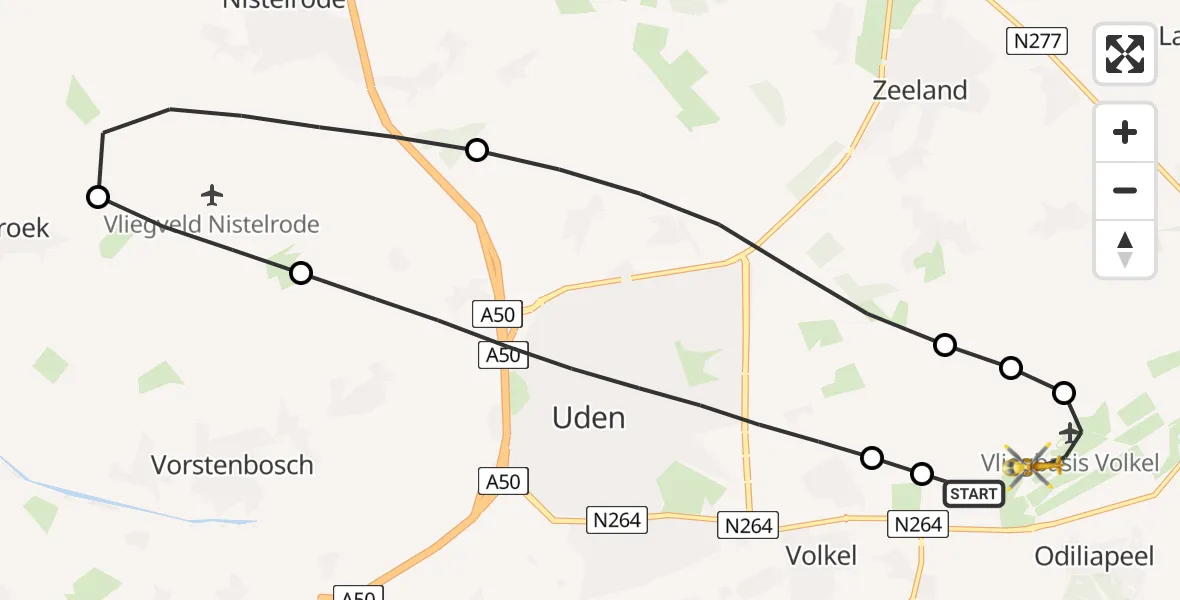 Routekaart van de vlucht: Lifeliner 3 naar Vliegbasis Volkel, Vliegbasis Volkel