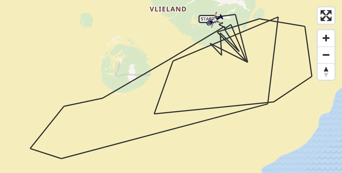 Routekaart van de vlucht: Politiehelikopter naar Vlieland, Vlieland