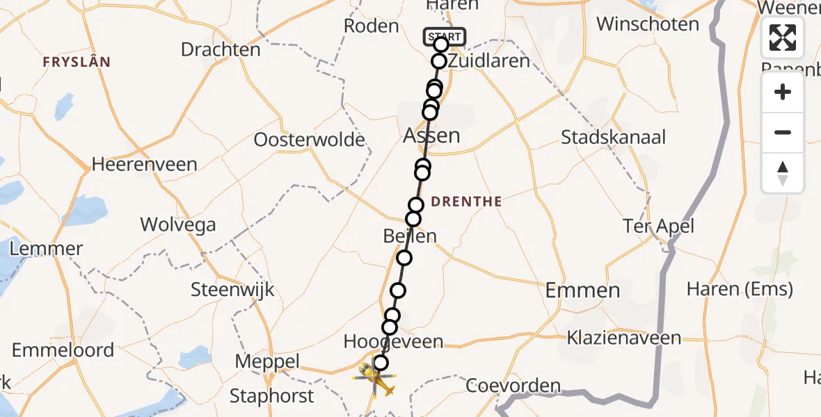 Routekaart van de vlucht: Lifeliner 4 naar Zuidwolde, Nijverheidsweg
