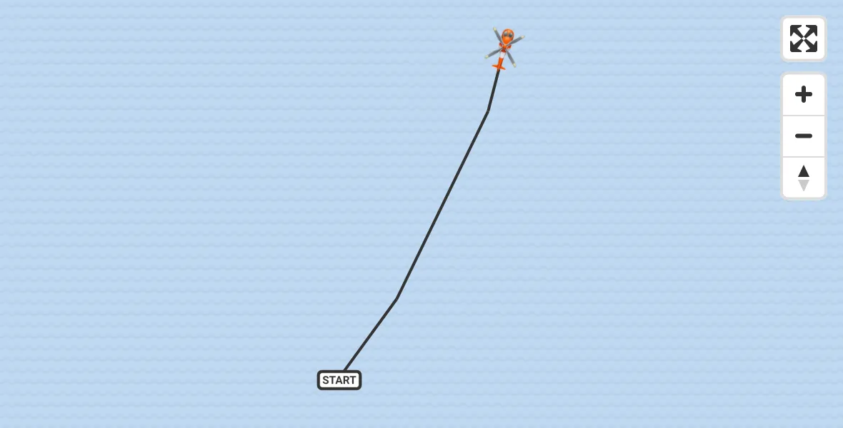 Routekaart van de vlucht:  naar Noordzee, Noordzee