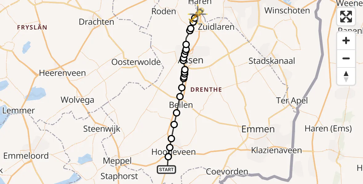 Routekaart van de vlucht: Lifeliner 4 naar Groningen Airport Eelde, Groningen Airport Eelde